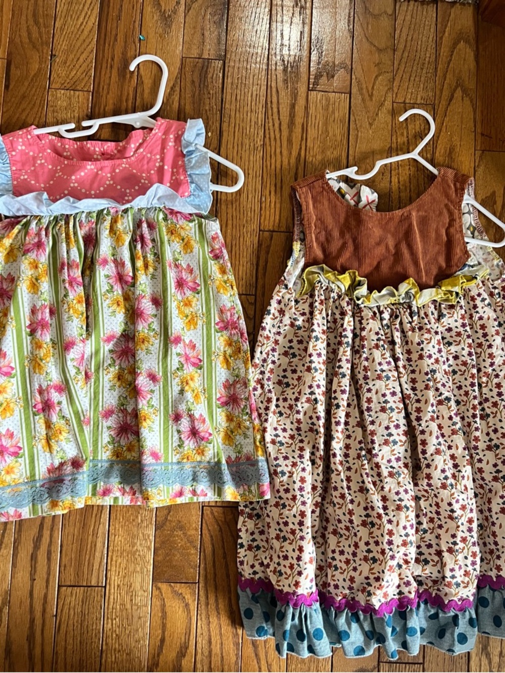Matilda Jane Pink, Yellow & Brown Mixed-Print Ruffle Dresses